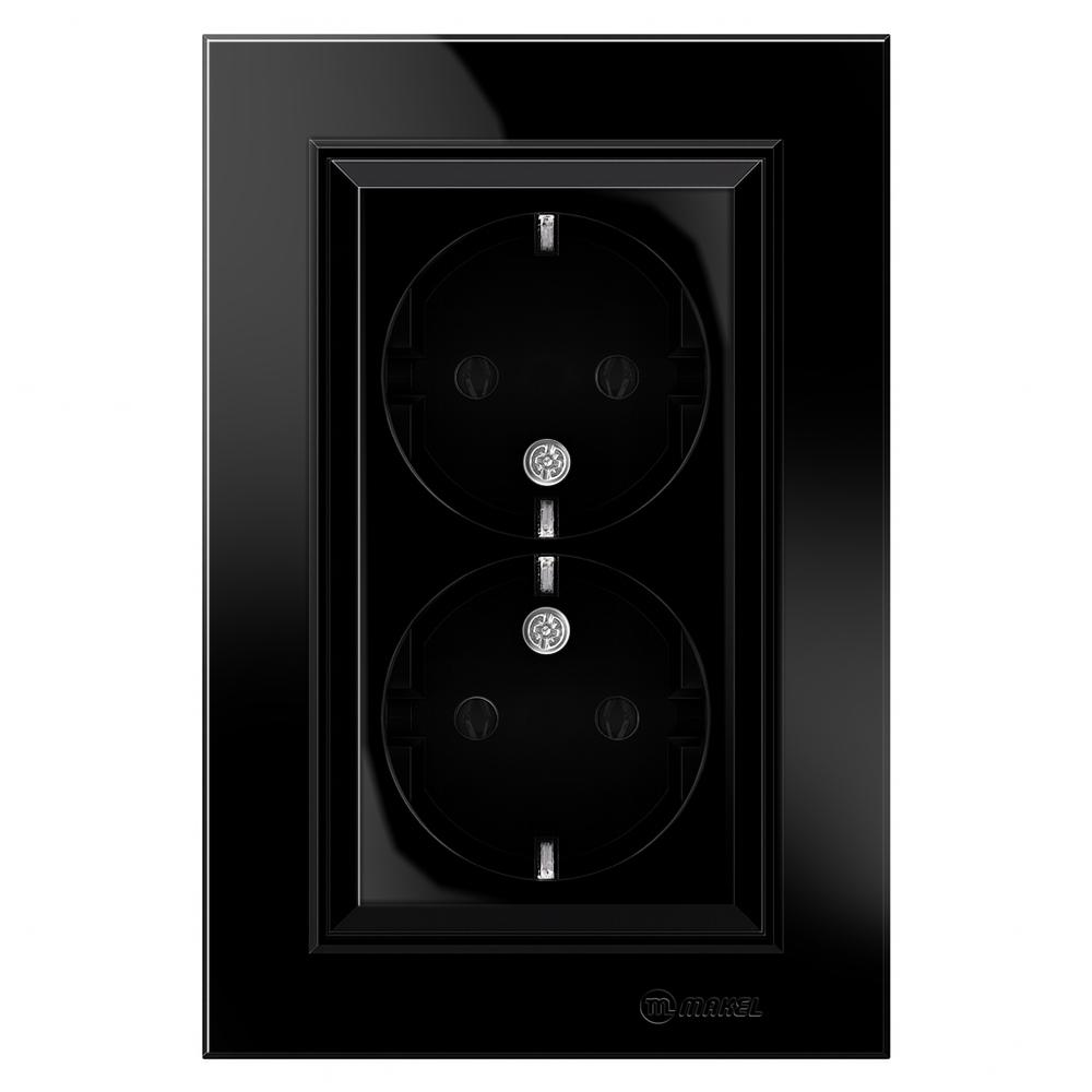 KOMBISTECKDOSE auf einem Sockel DOPPELSTECKDOSE ( Einsatz + Deckel ) KAREA Schwarz