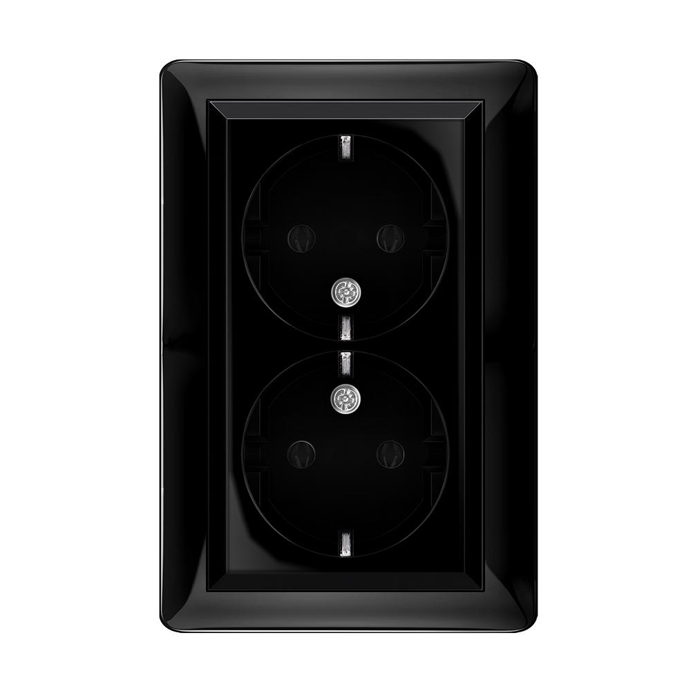 KOMBISTECKDOSE auf einem Sockel DOPPELSTECKDOSE ( Einsatz + Deckel ) LUNIS Schwarz