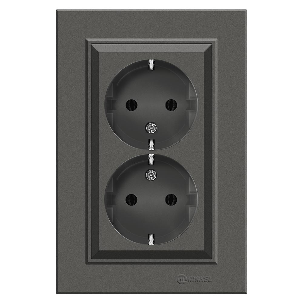 KOMBISTECKDOSE auf einem Sockel DOPPELSTECKDOSE ( Einsatz + Deckel ) KAREA Anthrazit