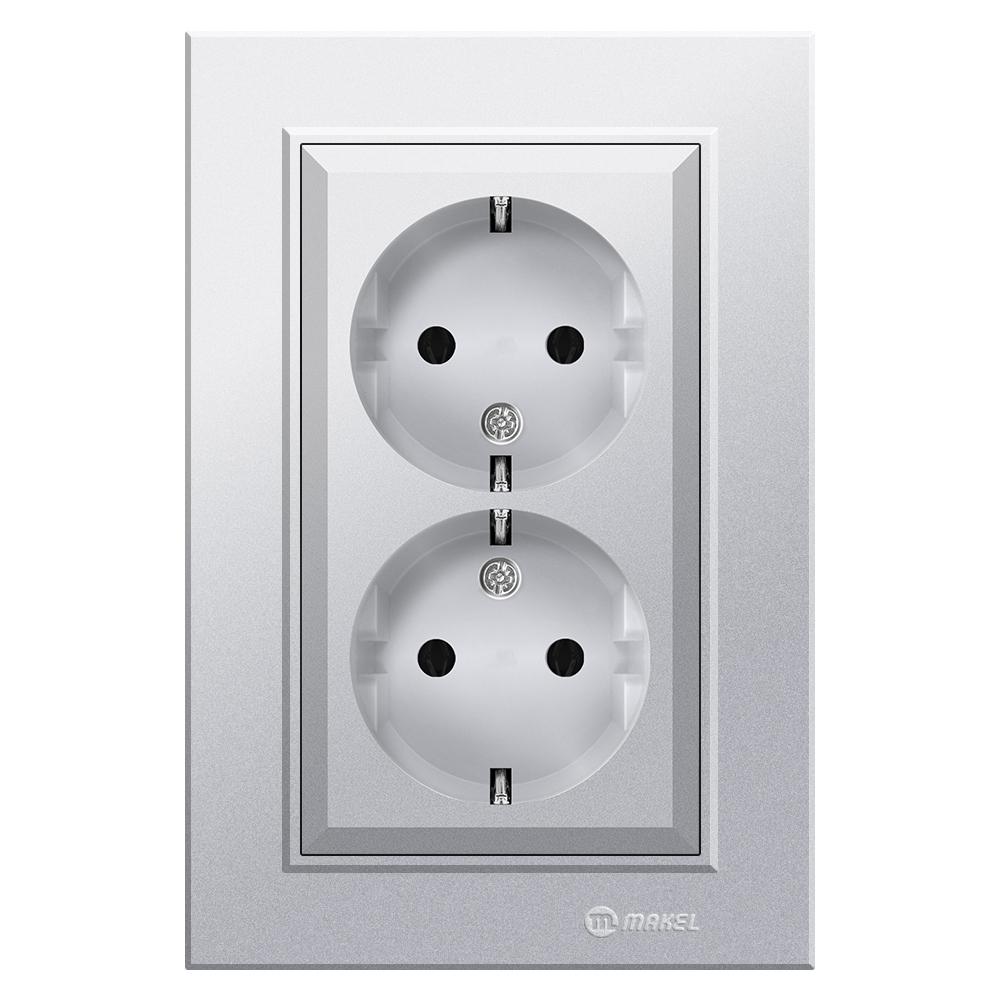 KOMBISTECKDOSE auf einem Sockel DOPPELSTECKDOSE ( Einsatz + Deckel ) KAREA Met. Silber