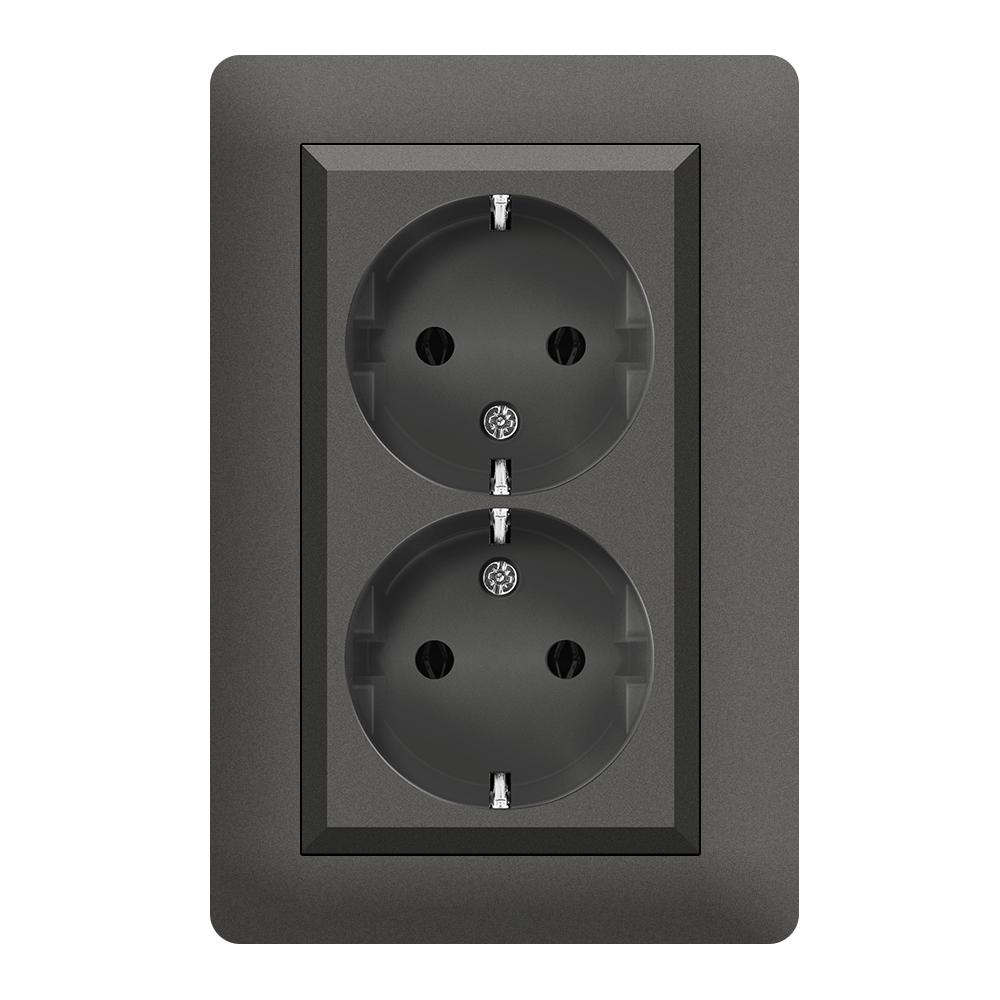 KOMBISTECKDOSE auf einem Sockel DOPPELSTECKDOSE ( Einsatz + Deckel ) LUNIS Anthrazit