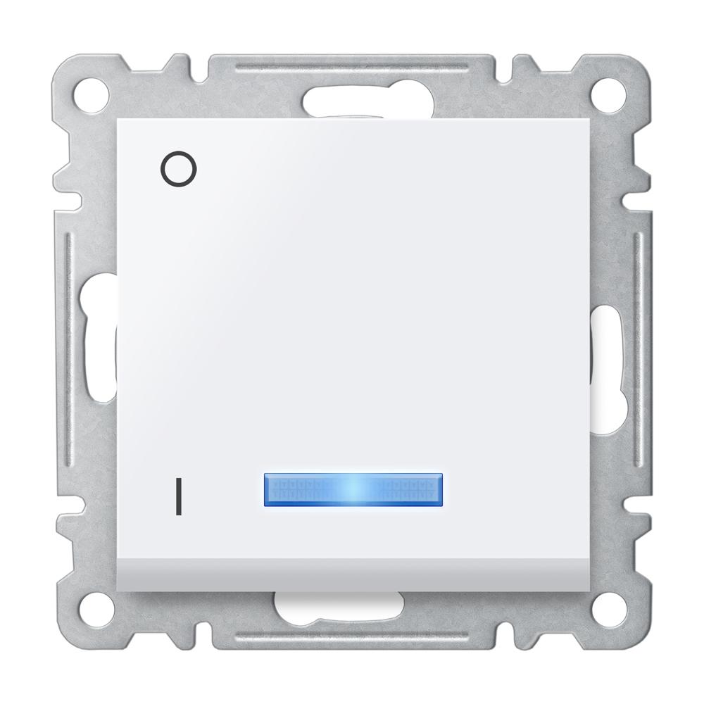 KONTROLSCHALTER mit LED 2 POLIG( Einsatz + Wippe ) KAREA Alpinweiss