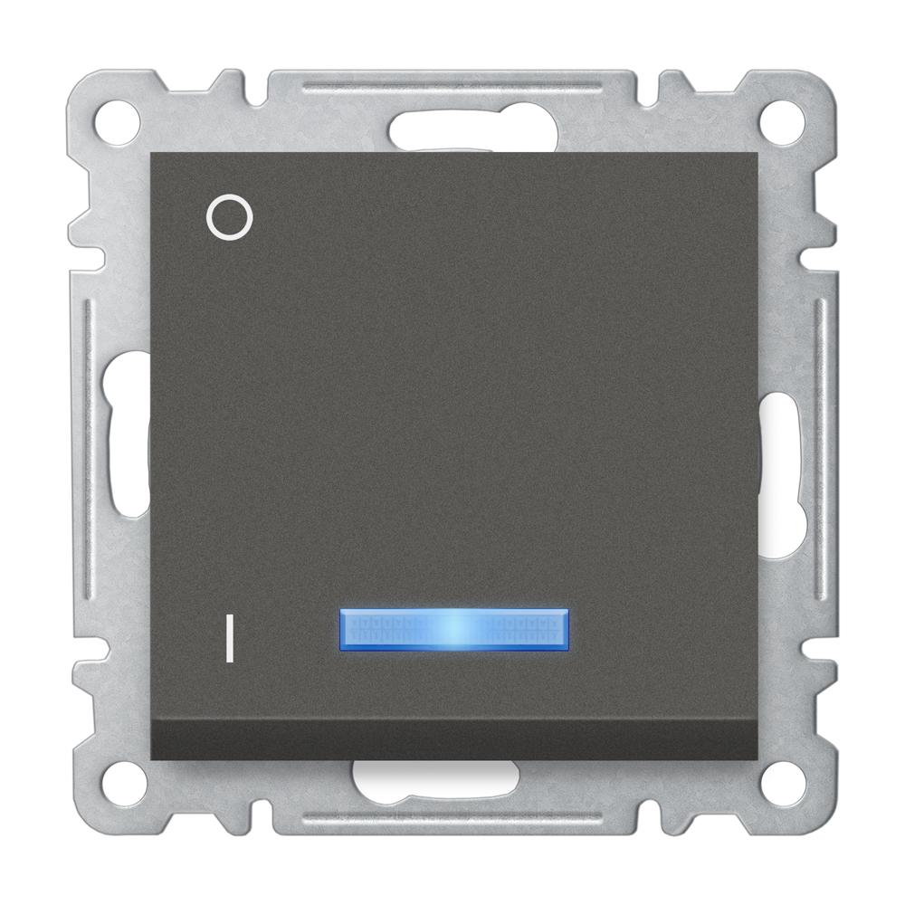 KONTROLSCHALTER mit LED 2 POLIG ( Einsatz + Wippe ) LUNIS Anthrazit