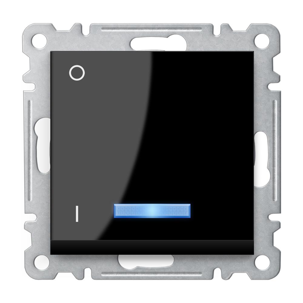 KONTROLLSCHALTER mit LED 2P ( Einsatz + Wippe ) LUNIS Schwarz