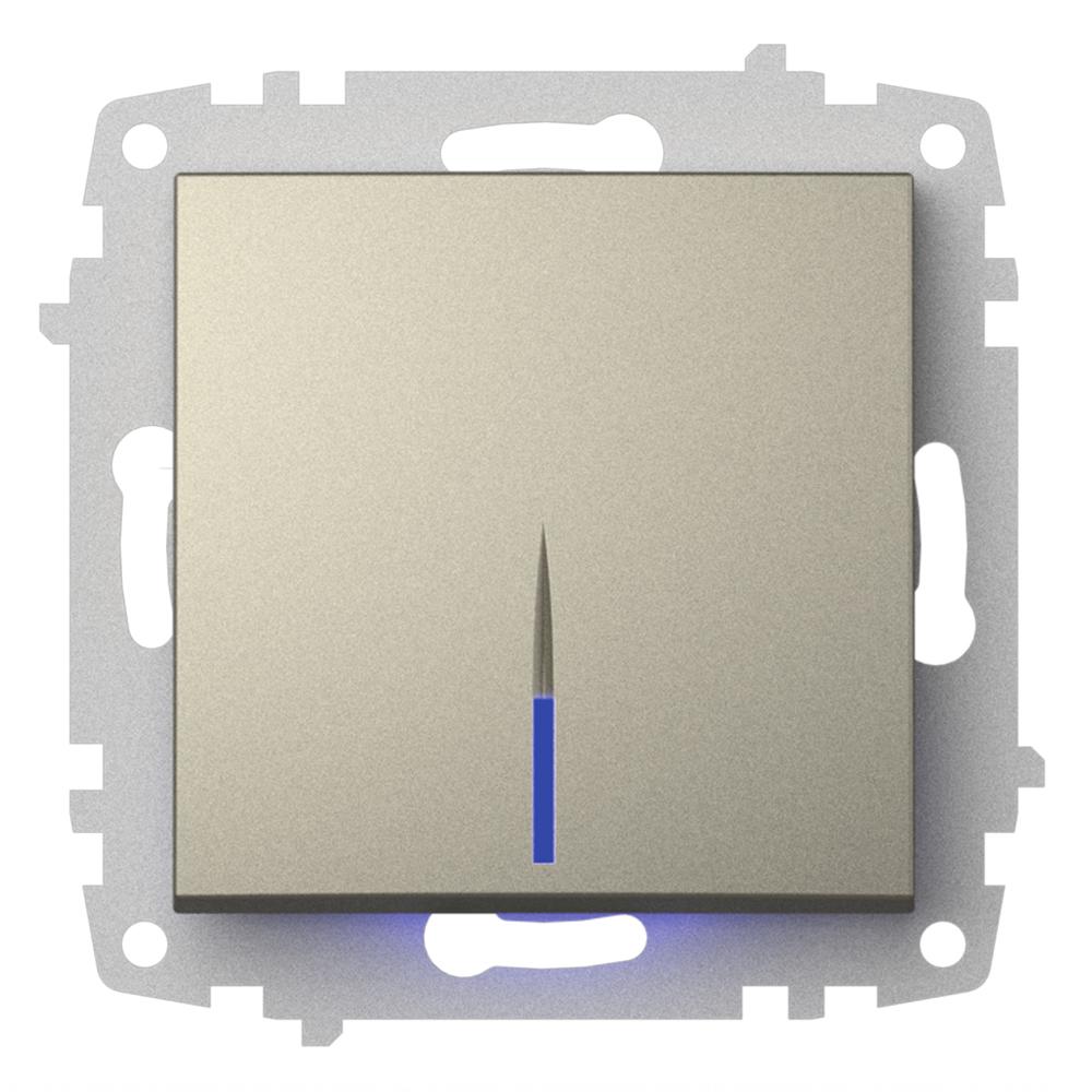 EIN und AUSSCHALTER mit LED (Einsatz + Wippe) ZENA Titanium
