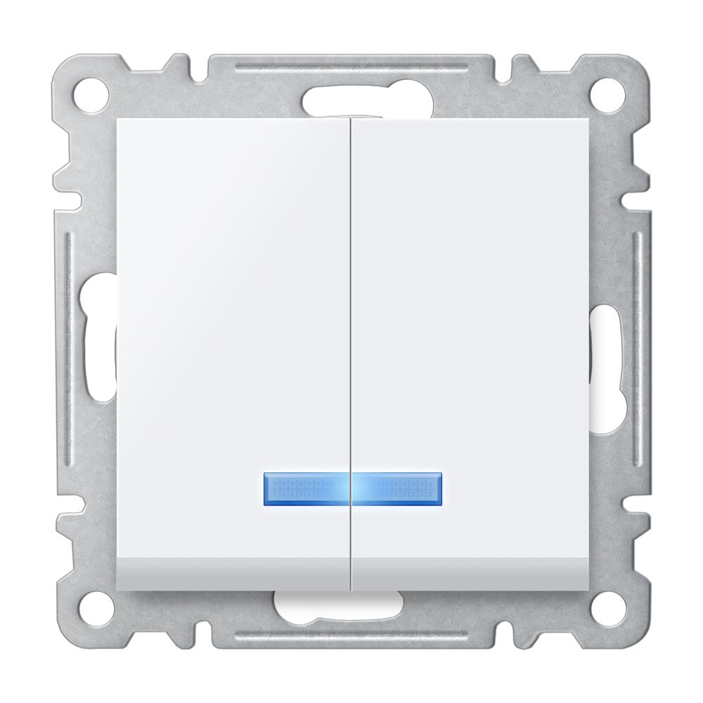 SERIENSCHALTER mit LED ( Einsatz + Wippe ) LUNIS Alpinweiss