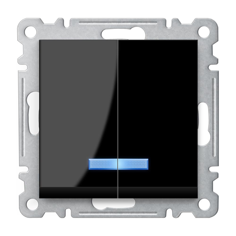 SERIENSCHALTER mit LED ( Einsatz + Wippe ) LUNIS Schwarz
