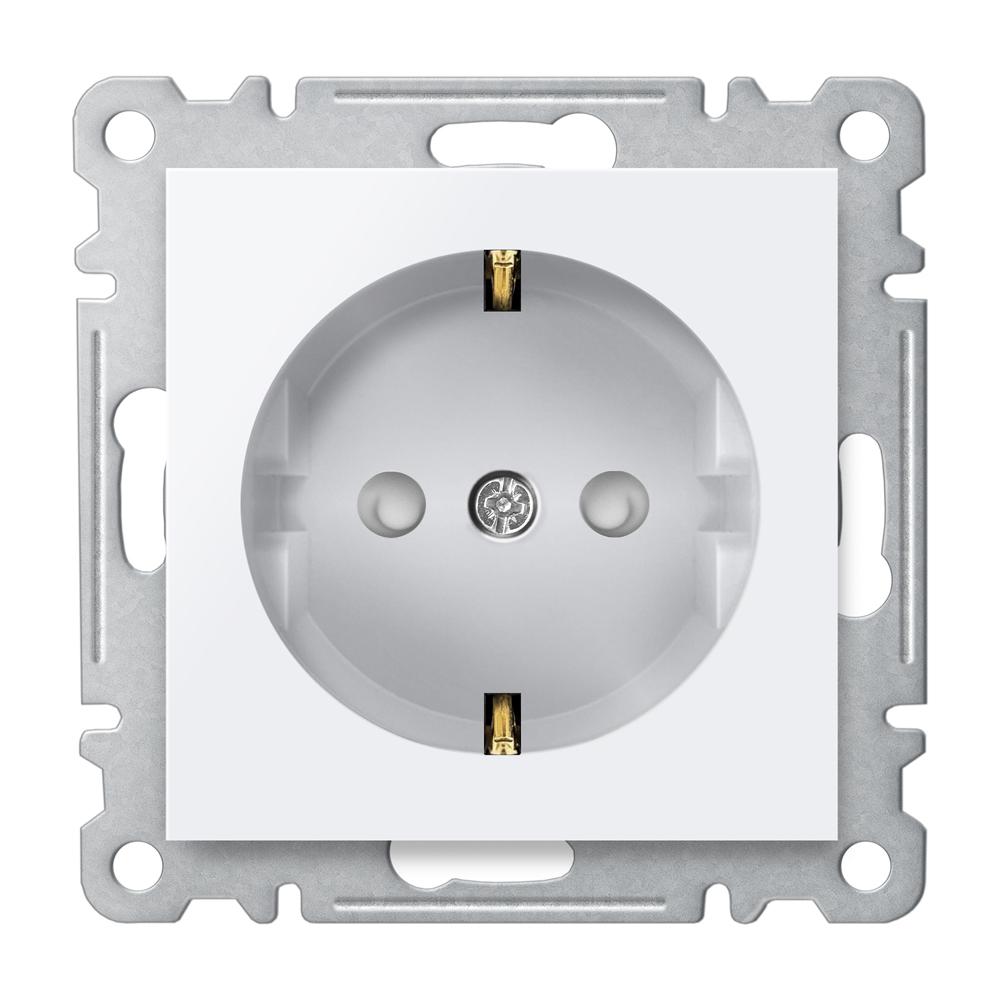 STECKDOSE MIT KINDERSICHERUNG ( Einsatz + Deckel ) KAREA Alpinweiss