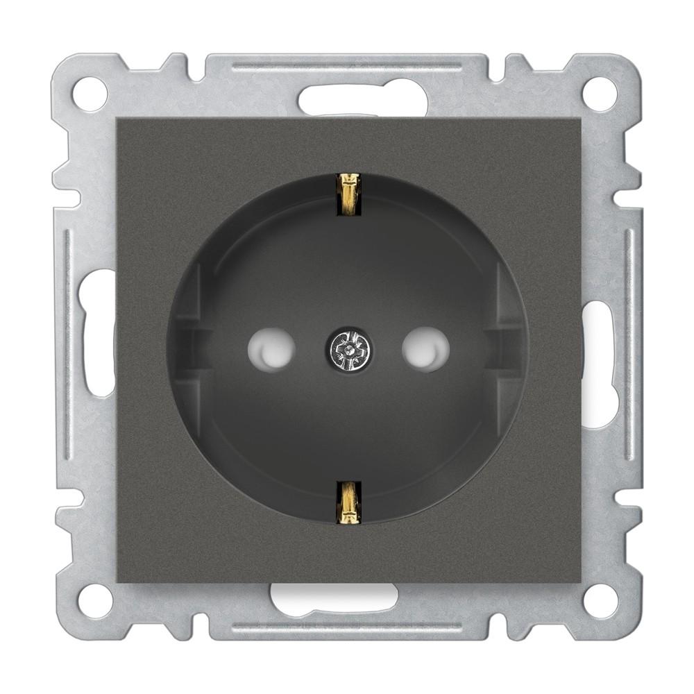 STECKDOSE mit KINDERSICHERUNG ( Einsatz + Deckel ) KAREA Anthrazit