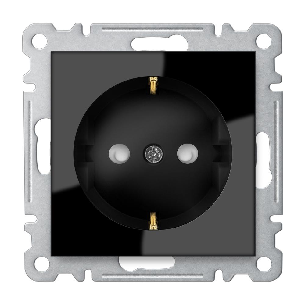 STECKDOSE mit KINDERSICHERUNG ( Einsatz + Deckel ) KAREA Schwarz