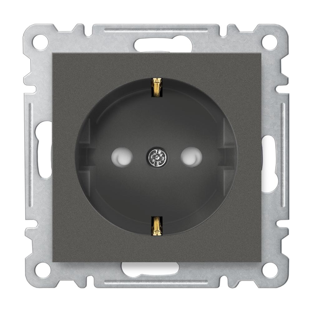 STECKDOSE mit KINDERSICHERUNG ( Einsatz + Deckel ) LUNIS Anthrazit