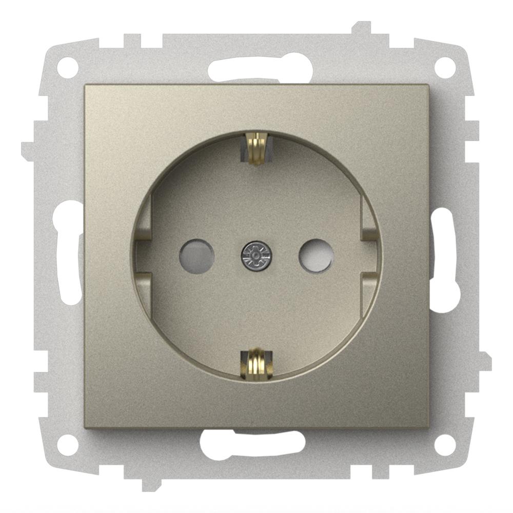 STECKDOSE mit KINDERSICHERUNG (Einsatz + Deckel) ZENA Titanium