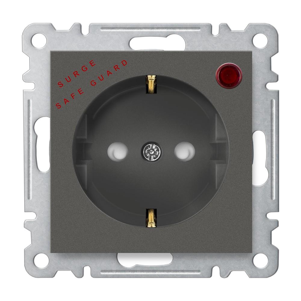 STECKDOSE mit ÜBERSPANNUNGSSCHUTZ ( Einsatz + Deckel ) KAREA Anthrazit