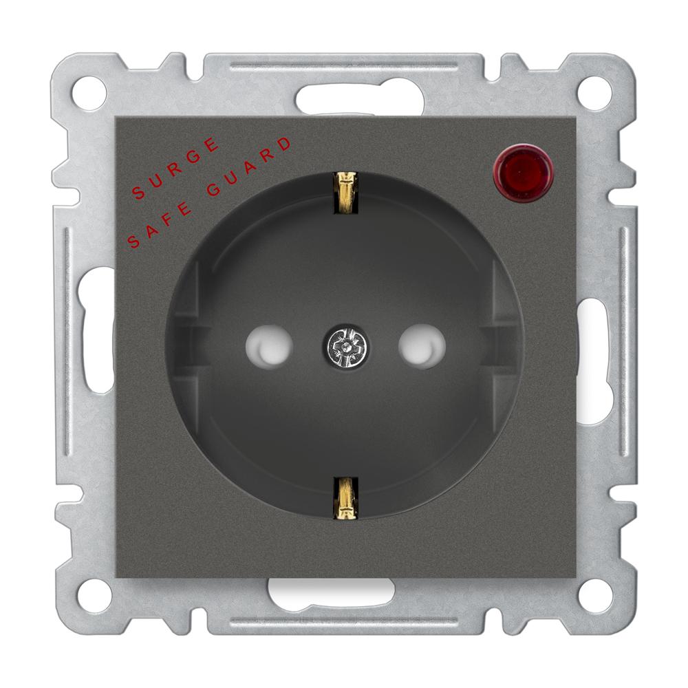 STECKDOSE mit ÜBERSPANNUNGSSCHUTZ ( Einsatz + Deckel ) LUNIS Anthrazit