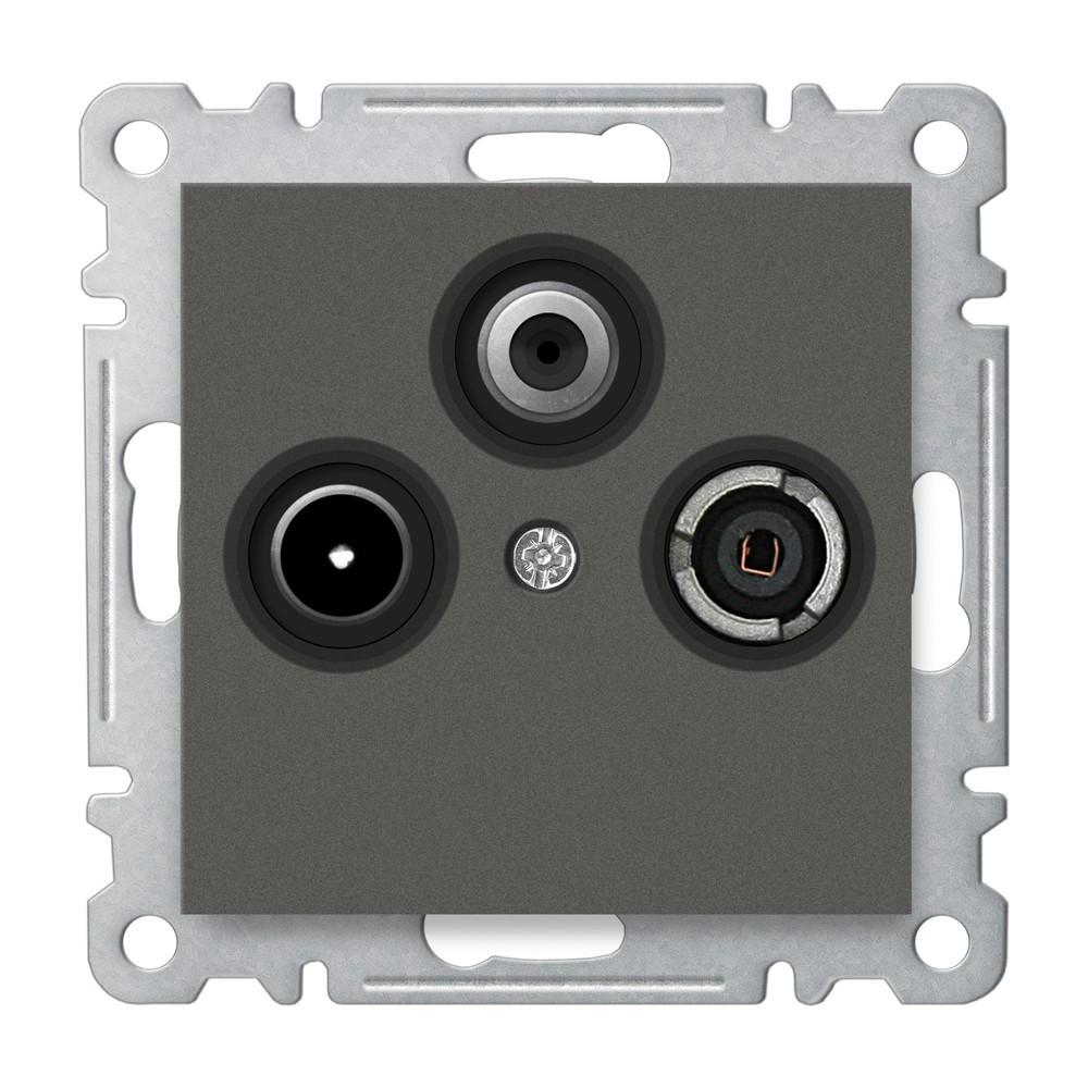 SAT-TV-RADIO DOSE DURCHGANG 4dB ( Einsatz + Deckel ) KAREA Anthrazit