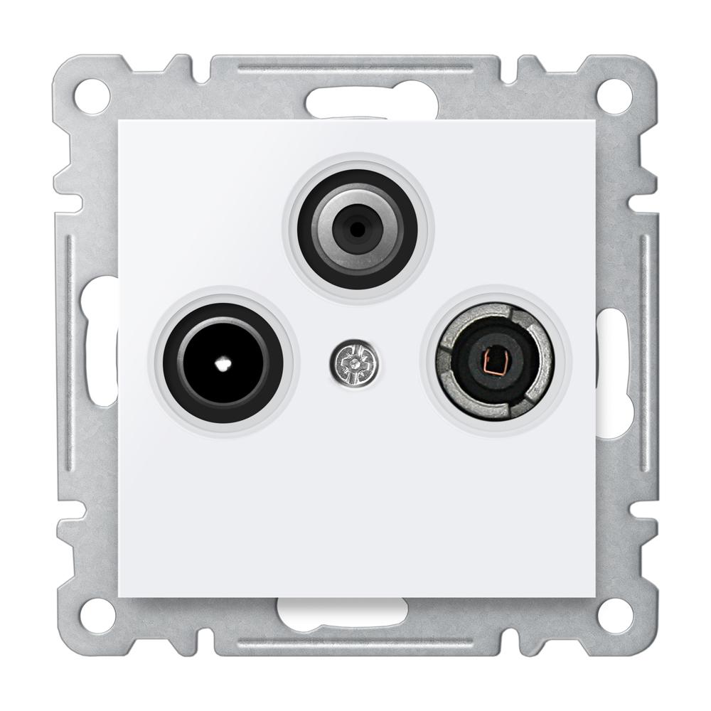 SAT-TV-RADIO DOSE END 1,5dB. ( Einsatz + Deckel ) LUNIS Alpinweiss