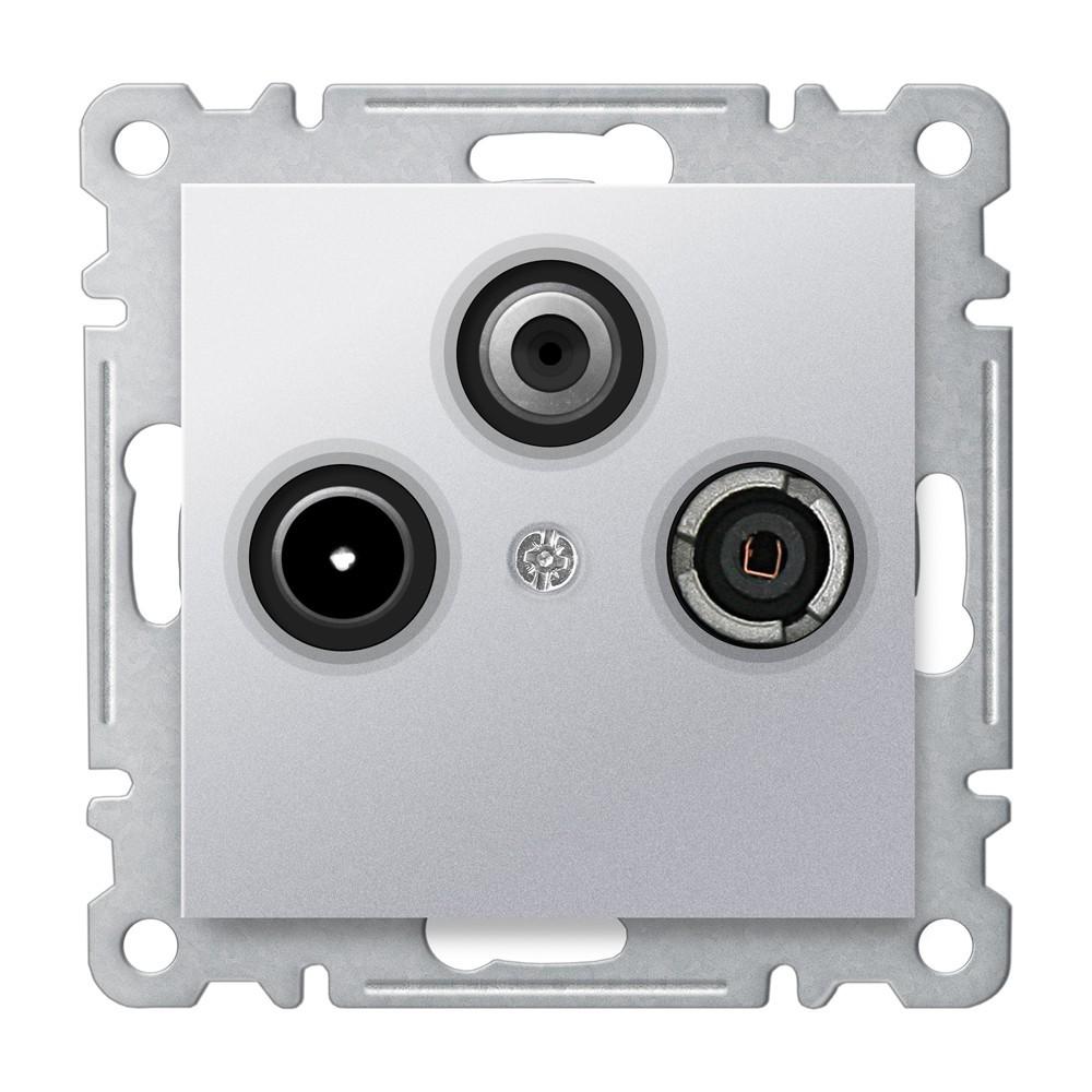 SAT-TV-RADIO DOSE END 1,5dB ( Einsatz + Deckel ) KAREA Met. Silber