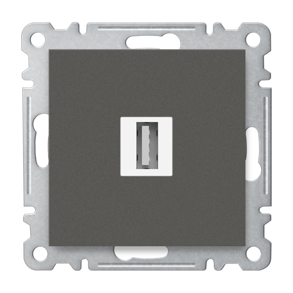 USB DURCHGANG ANSCHLUSSDOSE ( Einsatz + Deckel ) LUNIS Anthrazit