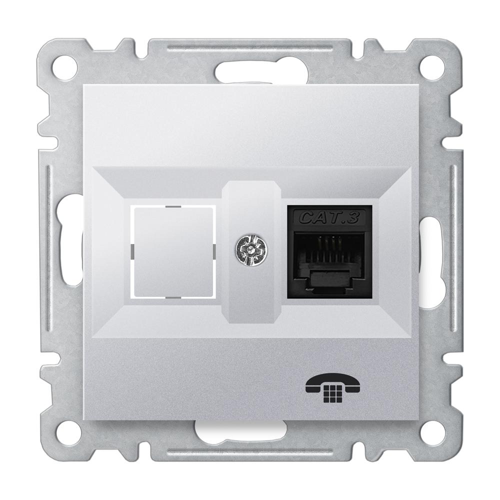 1 FACH WESTERN TELEFONDOSE ( Einsatz + Deckel ) KAREA Met. Silber