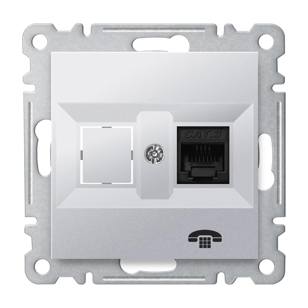 1 FACH WESTERN TELEFONDOSE ( Einsatz + Deckel ) KAREA Met. Silber