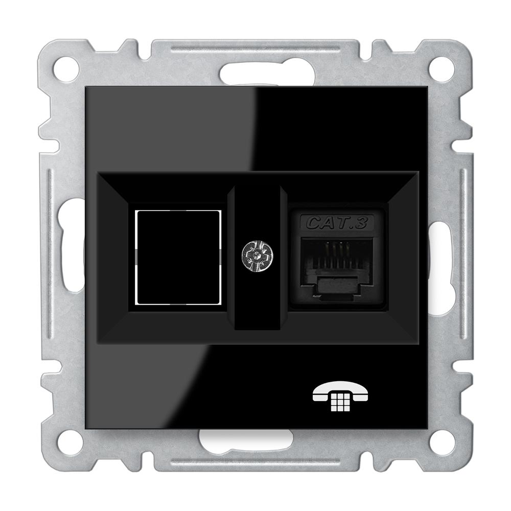 1 FACH WESTERN TELEFONDOSE ( Einsatz + Deckel ) LUNIS Schwarz