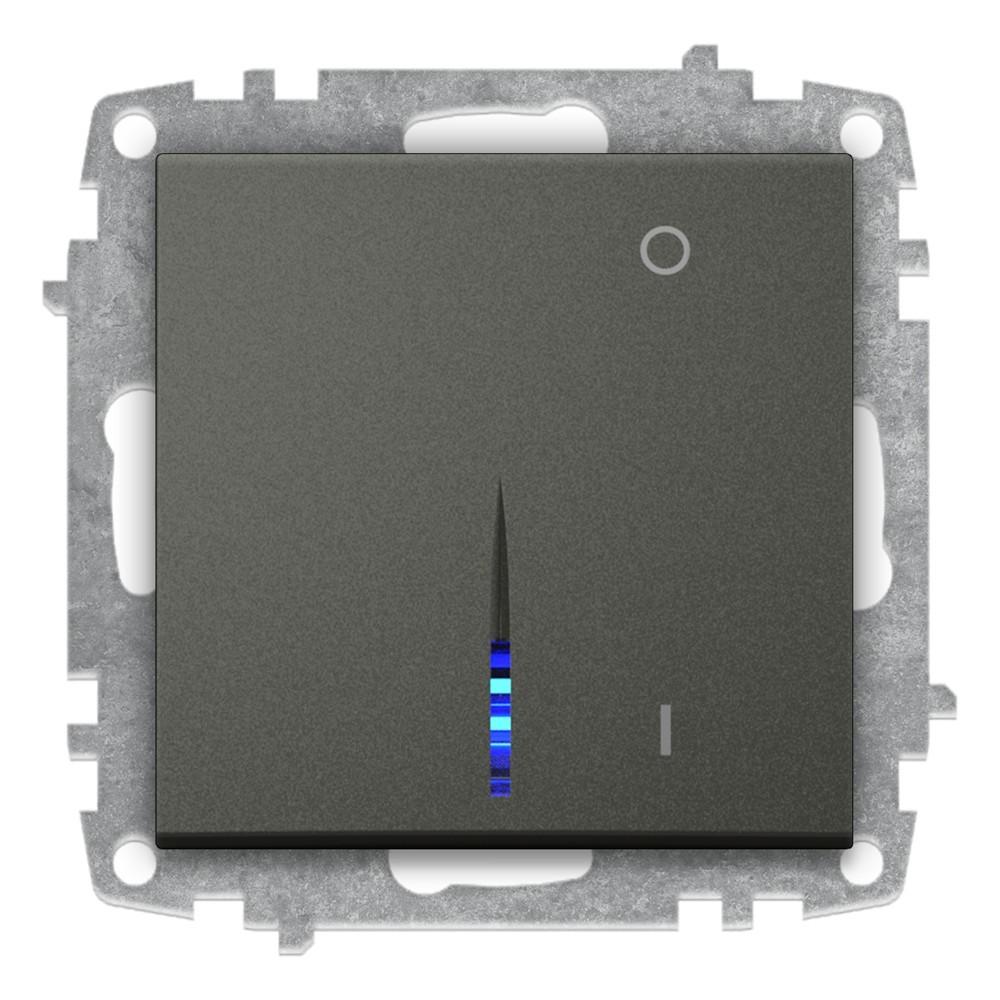 2 POLIGE SCHALTER mit LED (Einsatz + Wippe) ZENA Anthrazit