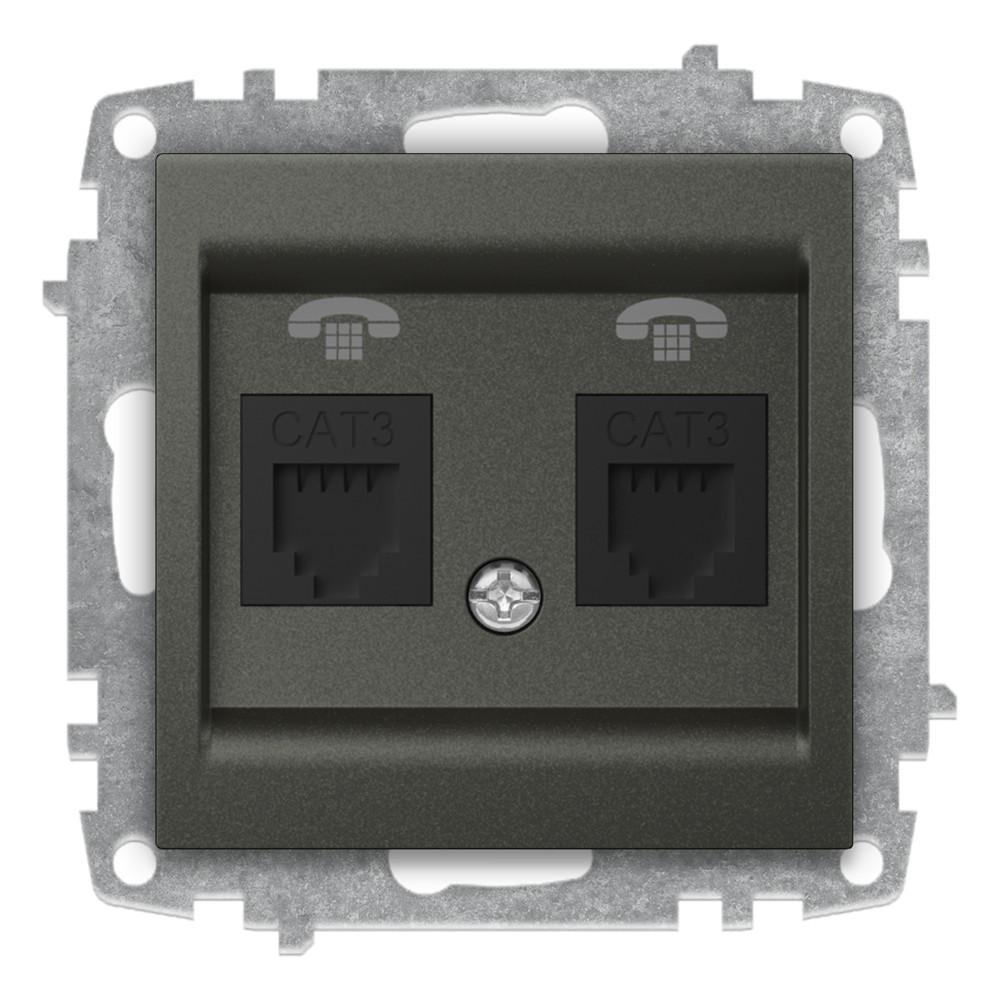 2 FACH WESTERN TELEFONDOSE (Einsatz + Deckel) ZENA Anthrazit