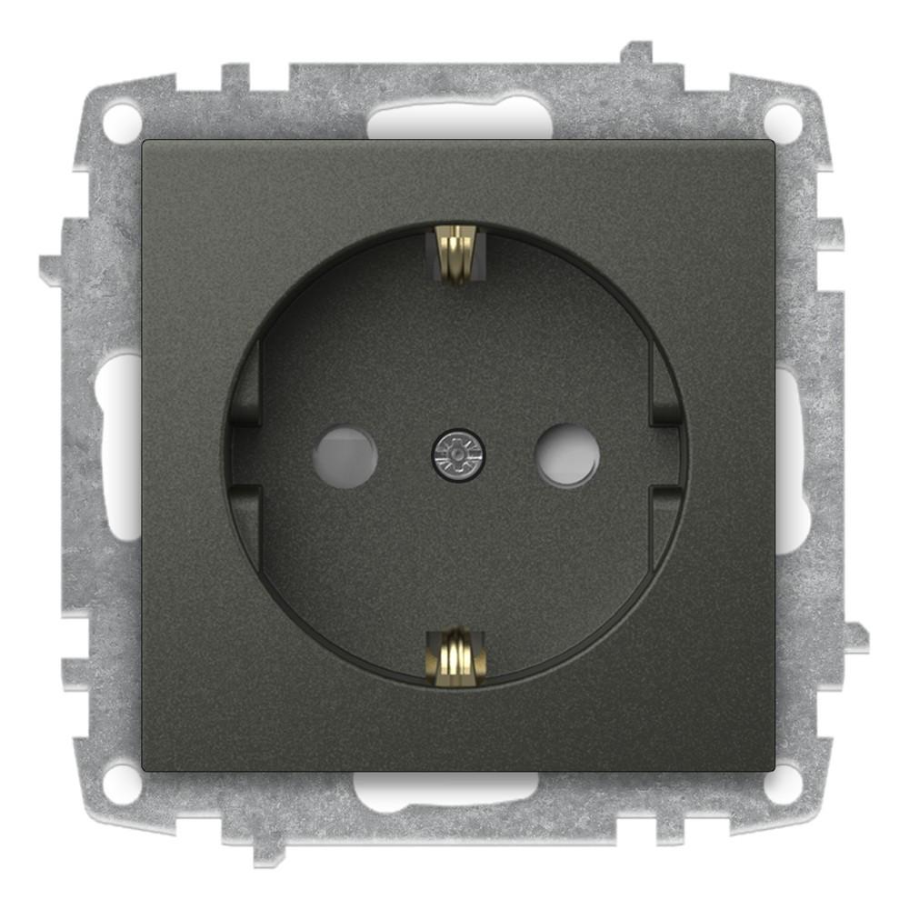 STECKDOSE mit KINDERSICHERUNG( Einsatz + Deckel) ZENA Anthrazit