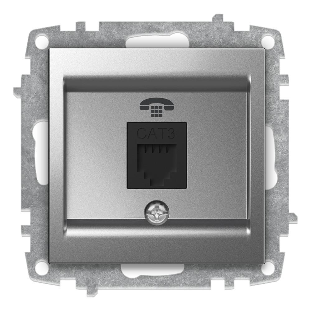 1 FACH WESTERN TELEFONDOSE (Einsatz + Deckel) ZENA Met. Silber