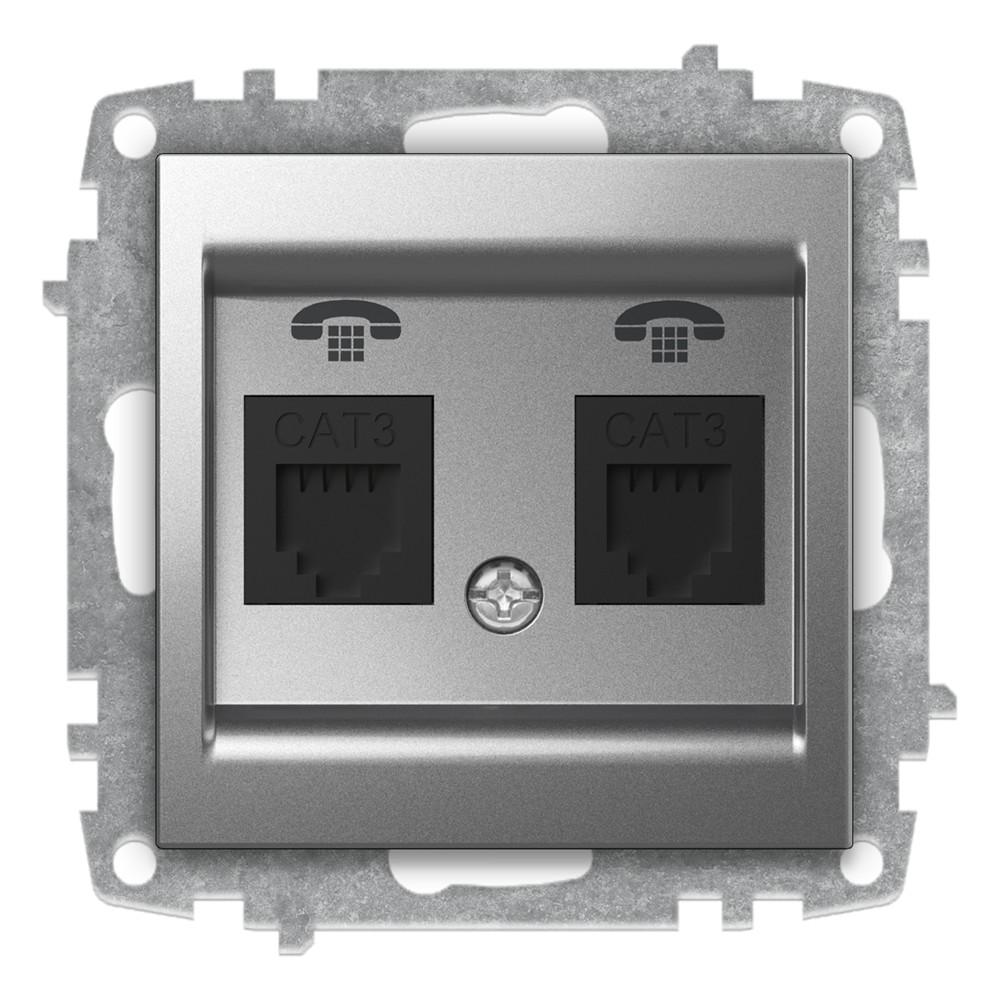 2 FACH WESTERN TELEFONDOSE (Einsatz + Deckel) ZENA Met. Silber