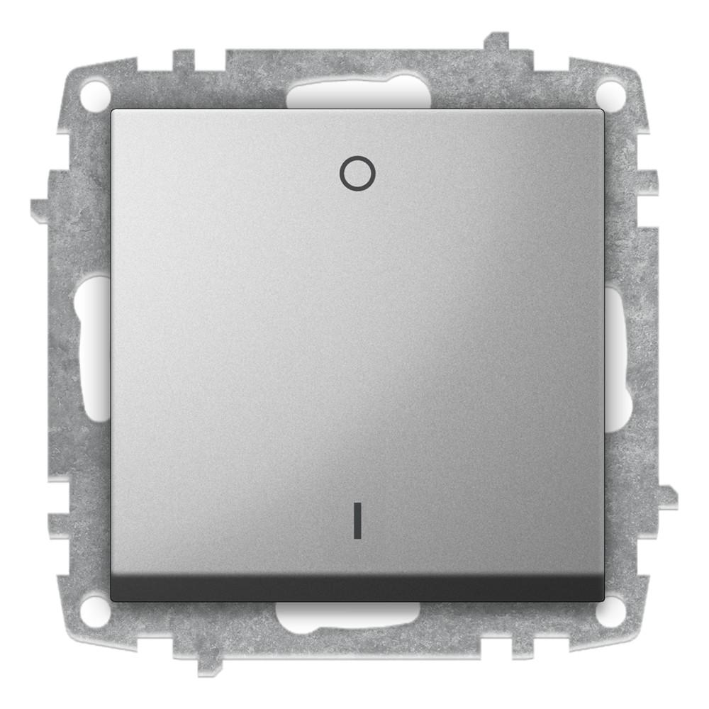 2 POLIGE SCHALTER (Einsatz + Wippe) ZENA Met. Silber