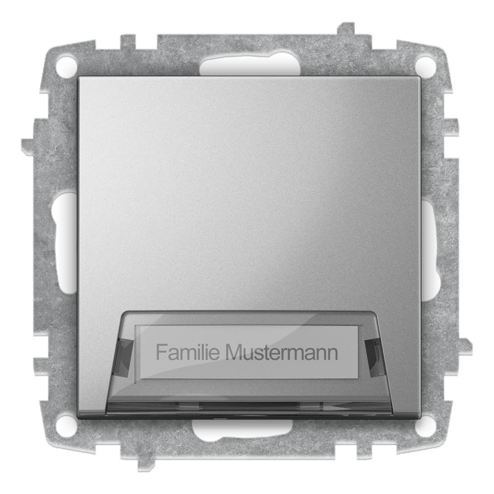 KLINGELTASTER mit NAMENSCHILD (Einsatz + Wippe) ZENA Met. Silber