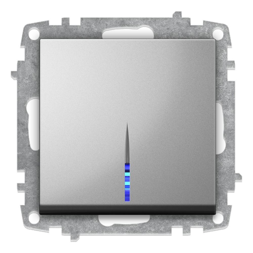 WECHSELSCHALTER mit LED (Einsatz + Wippe) ZENA Met. Silber