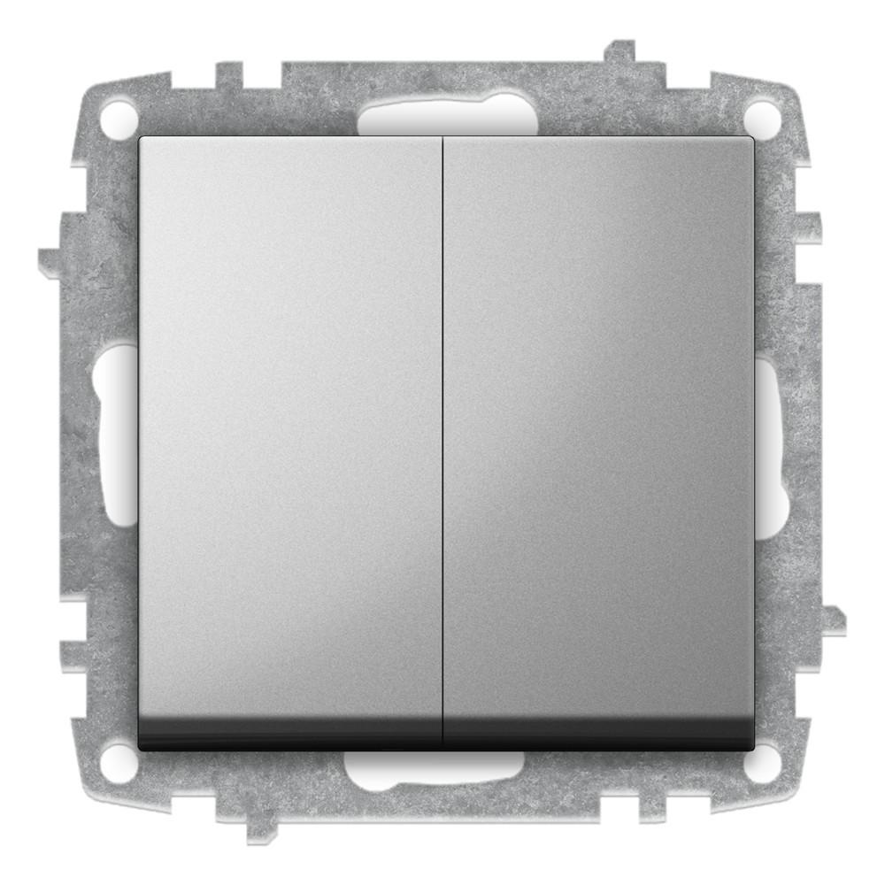 SERIENWECHSELSCHALTER (Einsatz + Wippe) ZENA Met. Silber