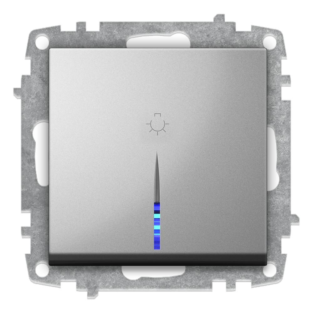 TASTER mit LED (Einsatz + Wippe) ZENA Met. Silber