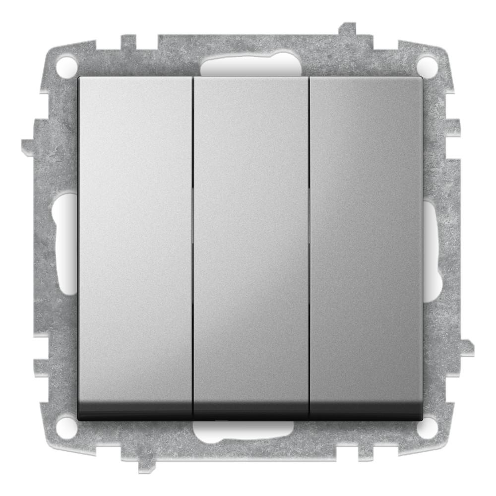 TRIPLE SERIENSCHALTER (Einsatz + Wippe) ZENA Met. Silber