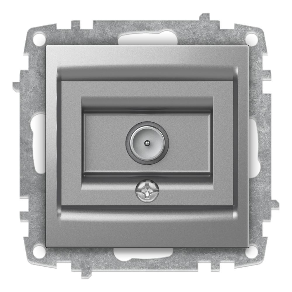 TV DOSE DURCHGANG 1 LOCH (Einsatz + Deckel) ZENA Met. Silber