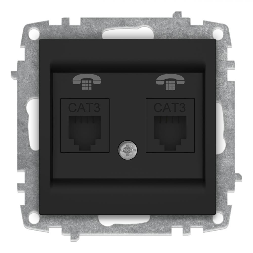 2 FACH WESTERN TELEFONDOSE (Einsatz + Deckel) ZENA Vantablack