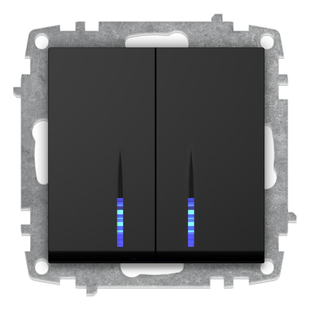 SERIENSCHALTER mit LED (Einsatz + Wippe) ZENA Vantablack