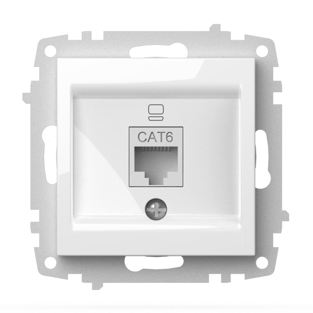 1 FACH ISDN DOSE CAT 6 (Einsatz + Deckel) VEGA Alpinweiss