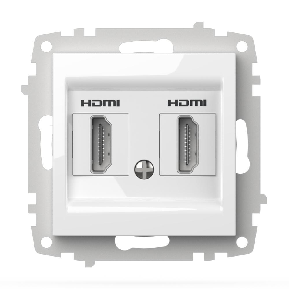 2 FACH HDMI UMLEITUNG DOSE (Einsatz + Deckel) VEGA Alpinweiss