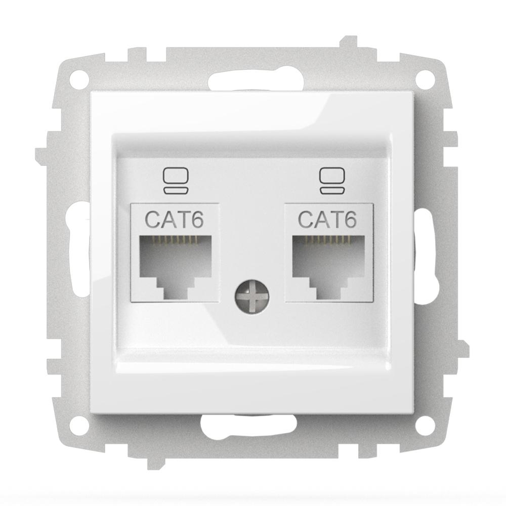 2 FACH ISDN DOSE CAT 6 (Einsatz + Deckel) VEGA Alpinweiss