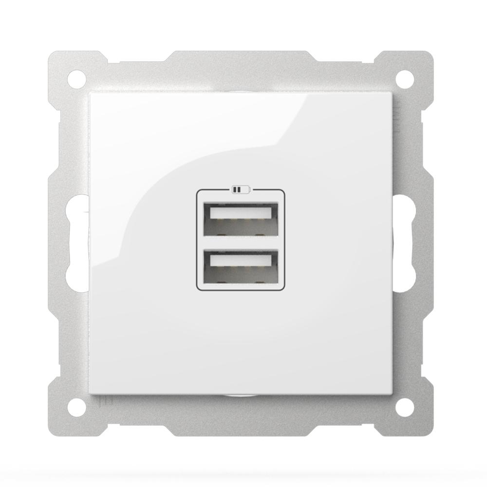 2 FACH USB LADESTATION LADEGERÄT WAND (Einsatz + Deckel) ZENA Alpinweiss