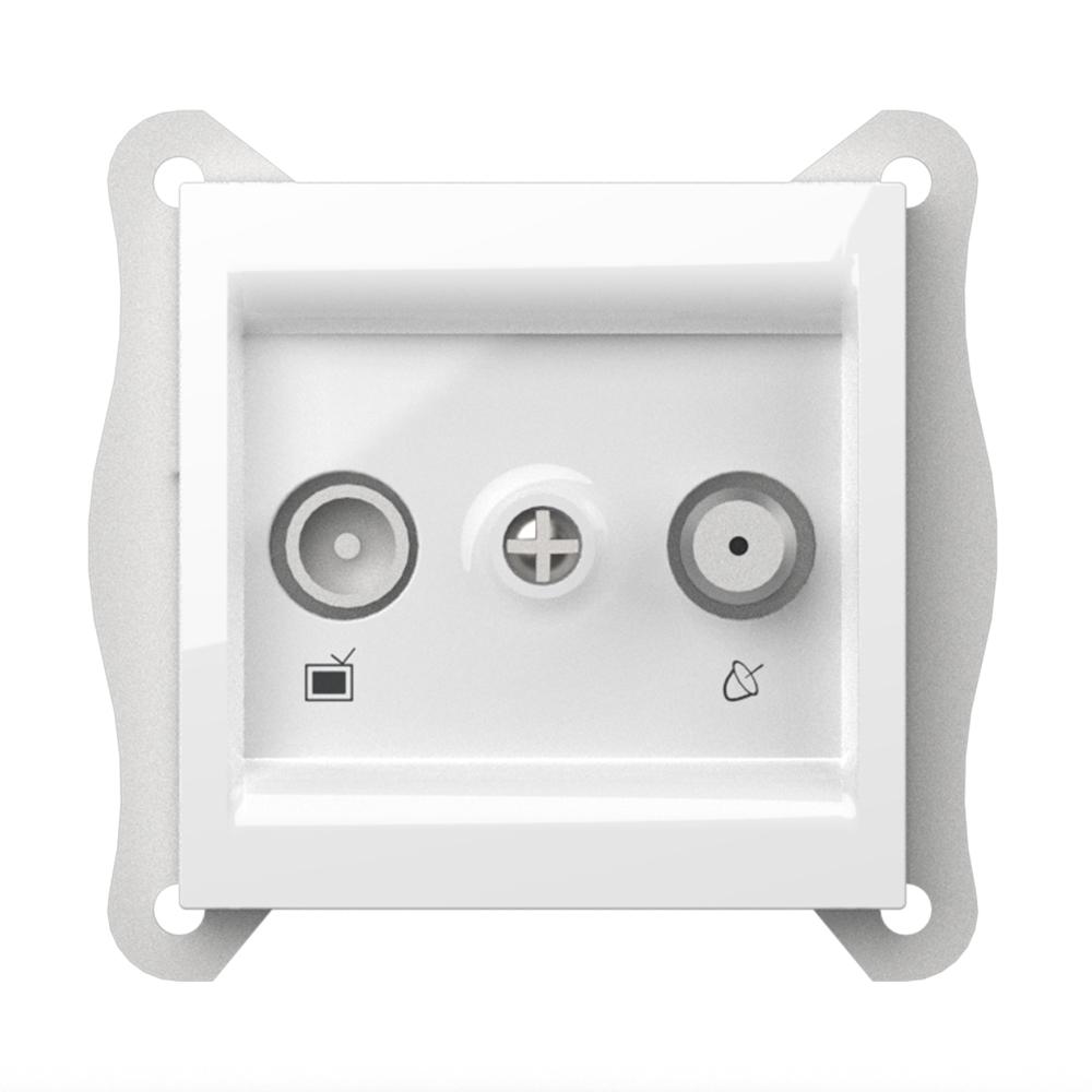 TV SAT DOSE 2 LOCH END (Einsatz + Deckel) VEGA Alpinweiss