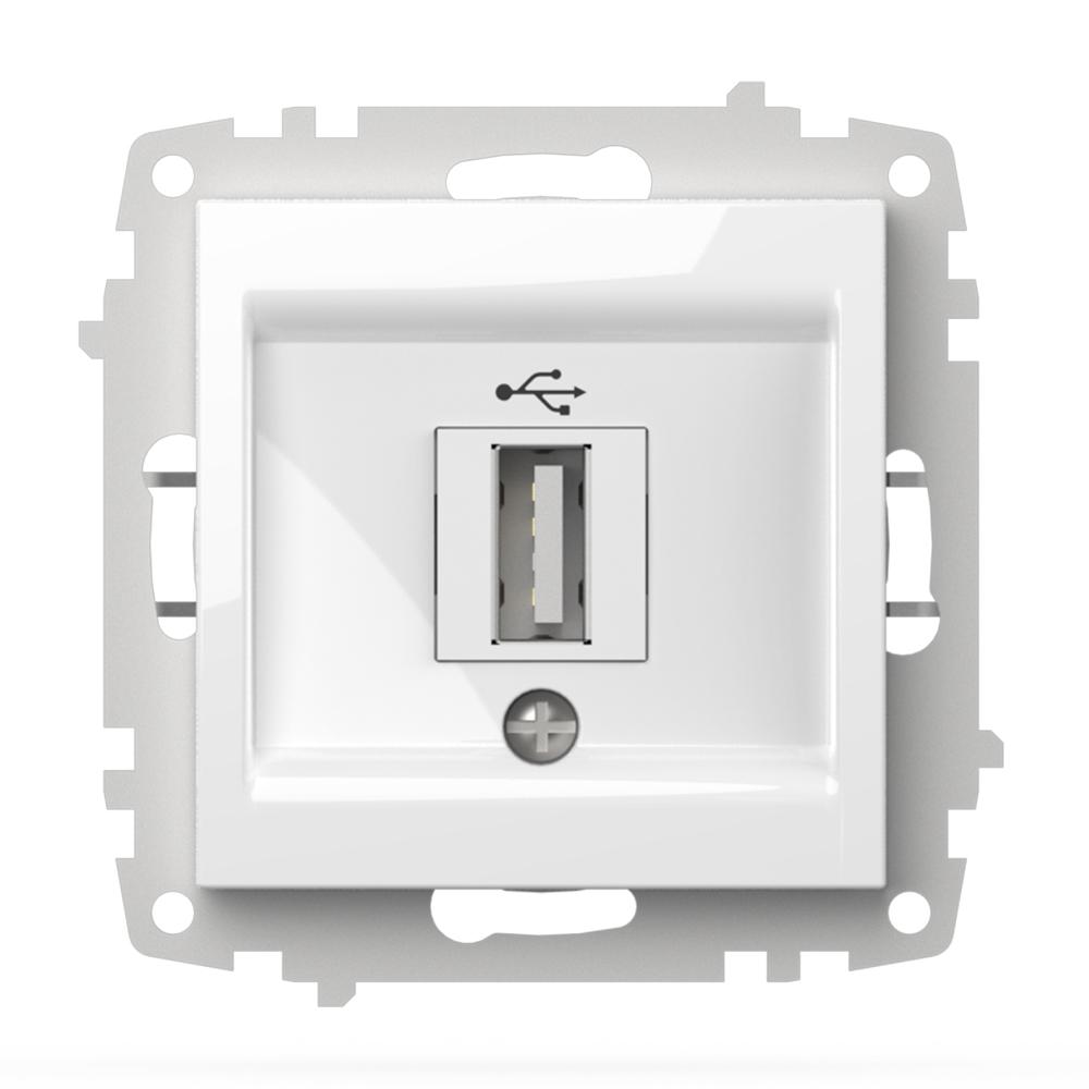 USB UMLEITUNG DOSE (Einsatz + Deckel) ZENA Alpinweiss