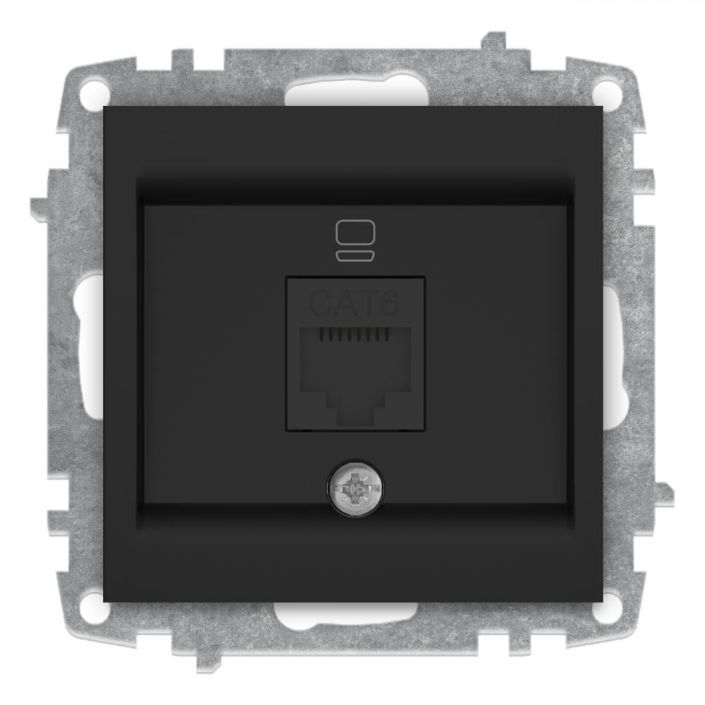 1 FACH ISDN DOSE CAT 6 ( Einsatz + Deckel ) VEGA Vantablack