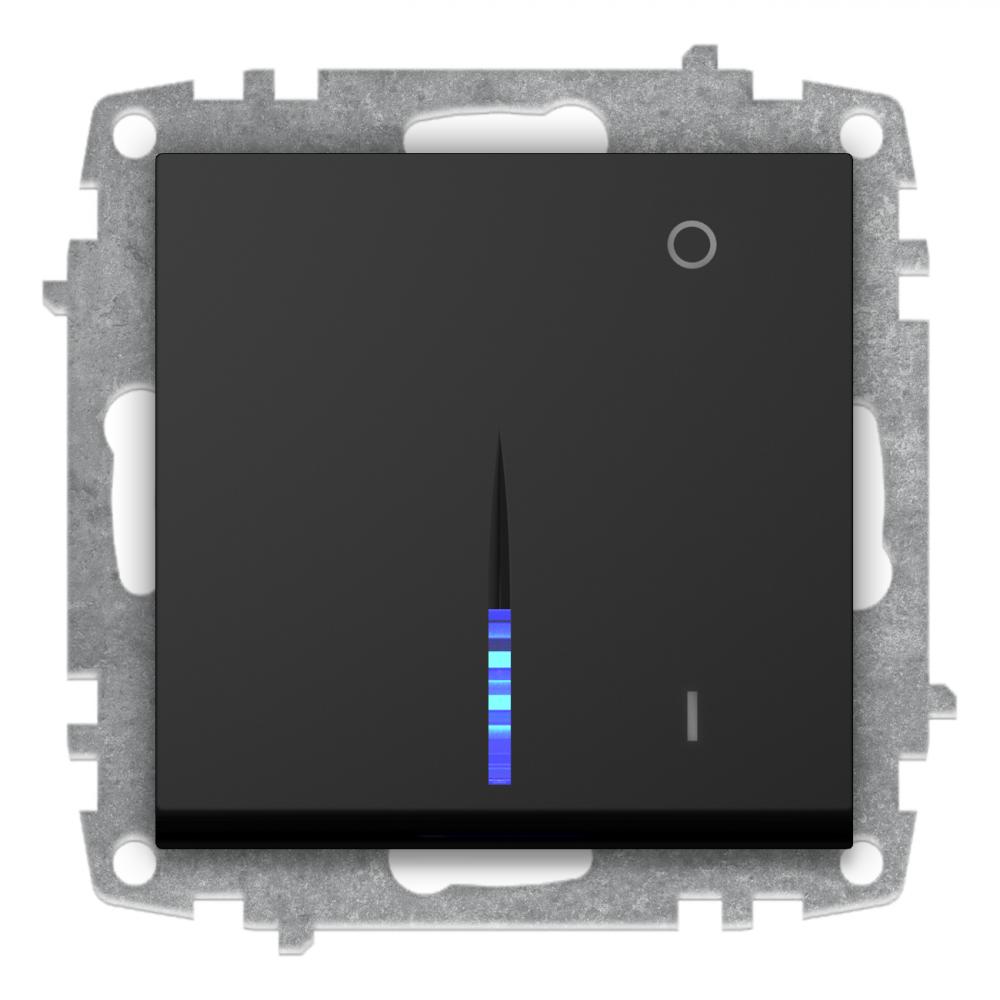 2 POLIGE SCHALTER mit LED (Einsatz + Wippe) VEGA Vantablack