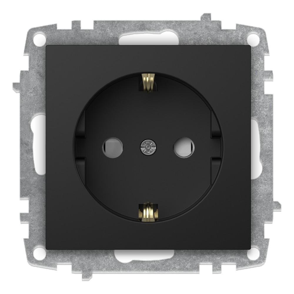 STECKDOSE mit KINDERSICHERUNG (Einsatz mit Zentralscheibe) VEGA Vantablack